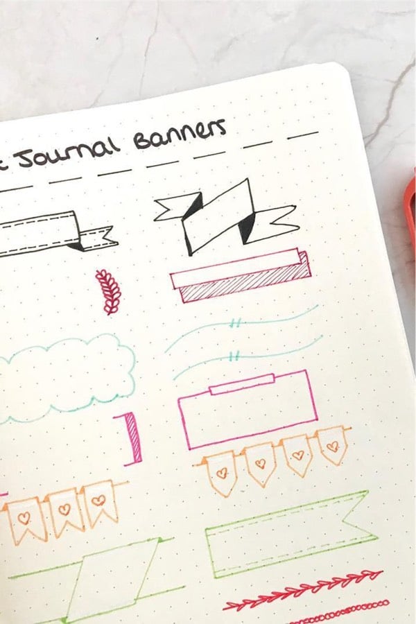 creative ideas for bullet journal banners