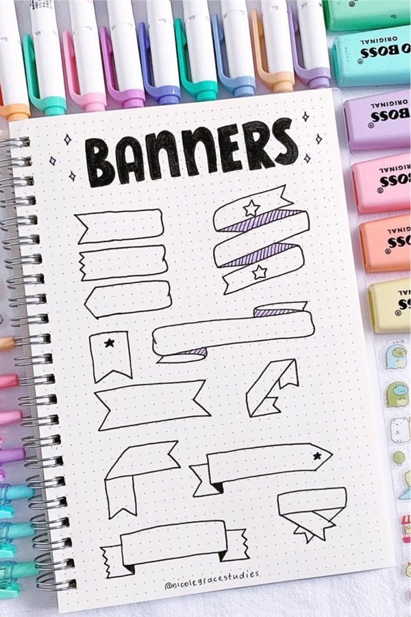 simple banner doodle for journal