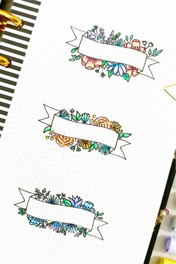 cute banners with flower doodles