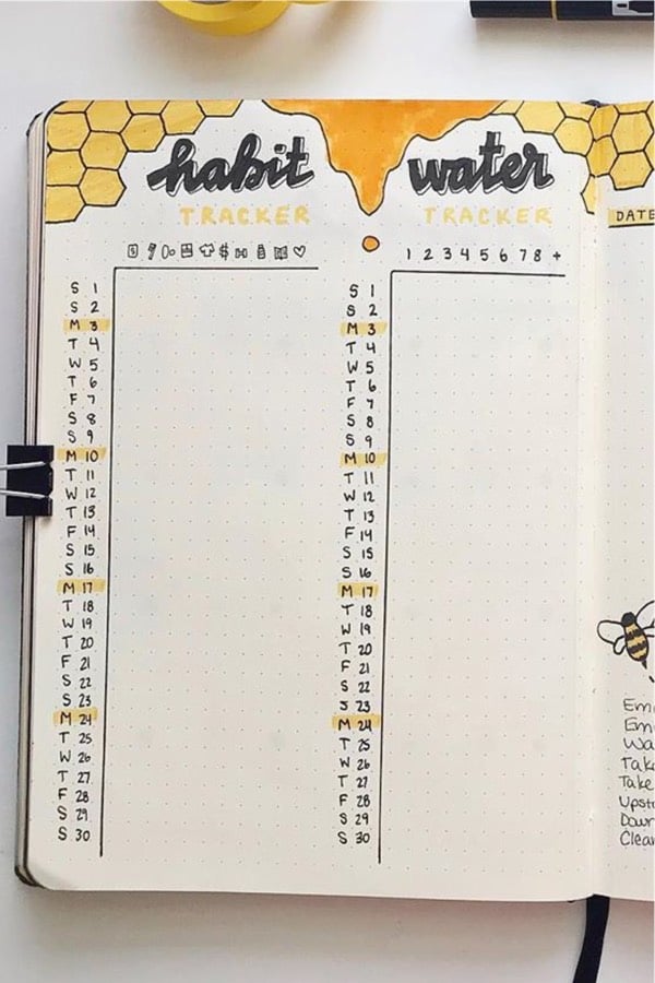 water tracker with honey bee theme