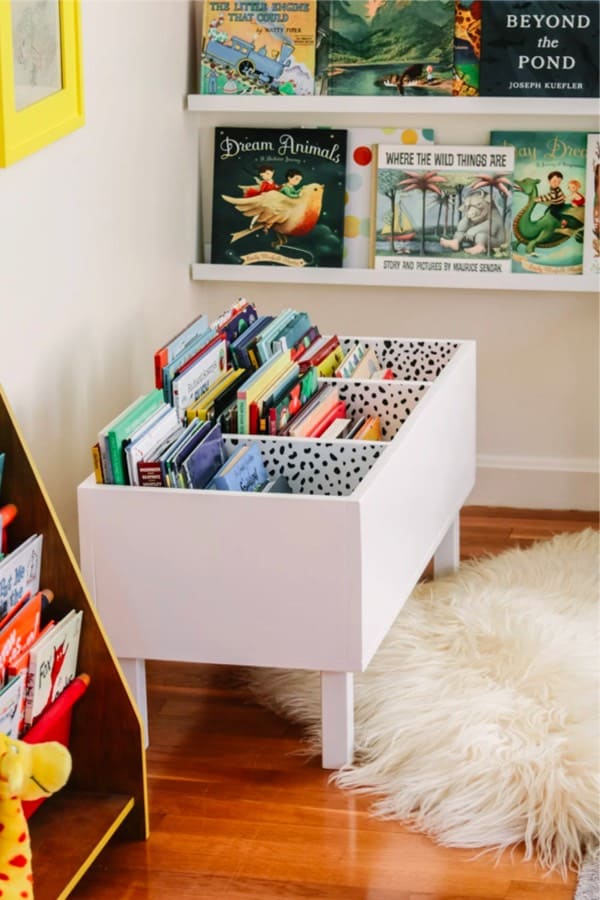 make your own book bin storage shelves