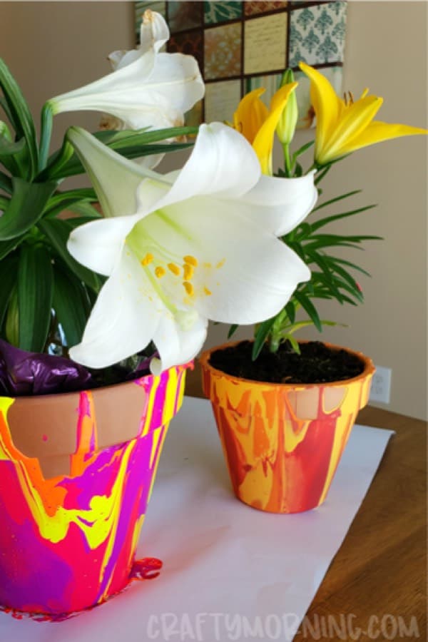 painted flower pot activity for kids