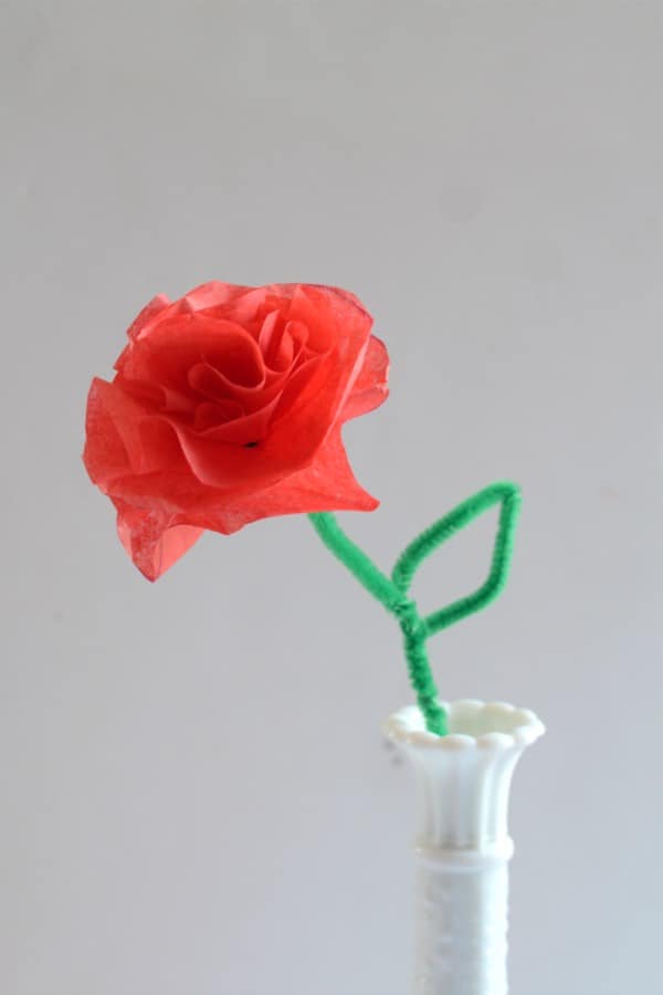 pipe cleaner and tissue paper flower craft