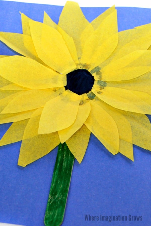 sunflower craft tutorial with tissue paper
