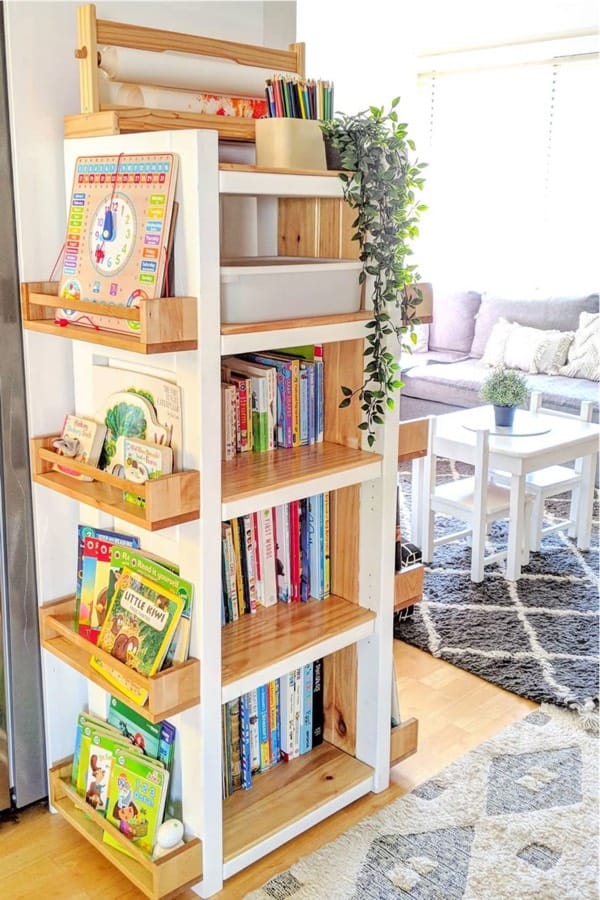 wood bookcase with multiple sides