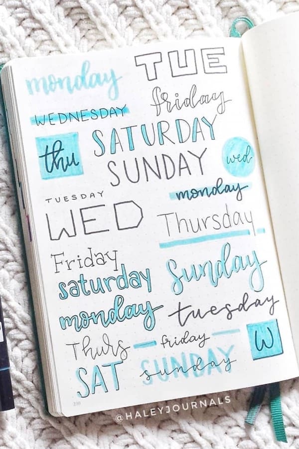 blue themed daily journal titles