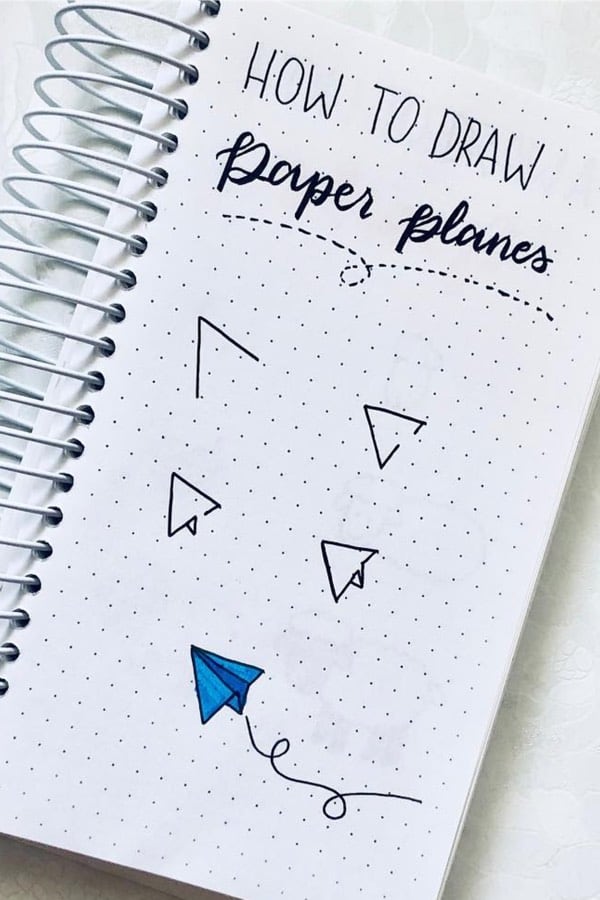 how to draw paper planes for bujo