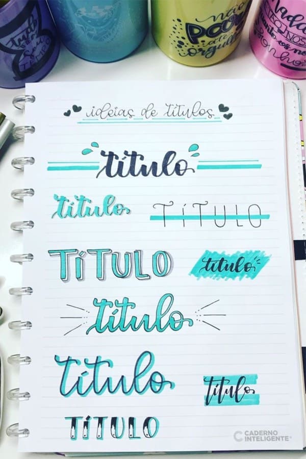 teal colored headings for bujo