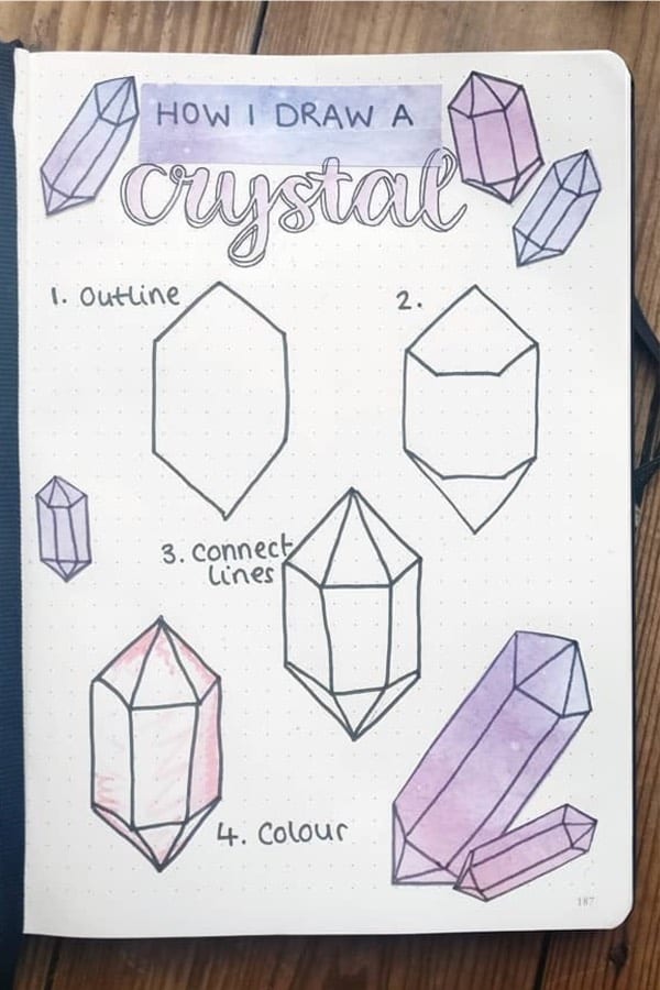 step by step crystal doodle spread