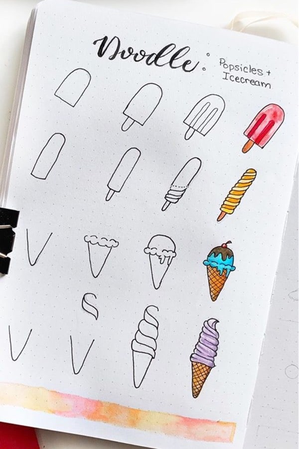 popsicle themed doodles for bullet journal