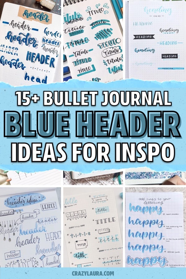 blue themed dot journal title ideas