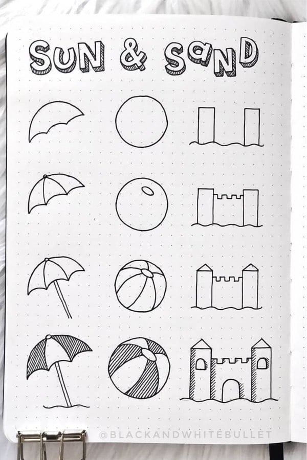 doodle tutorial for beach bullet journal theme