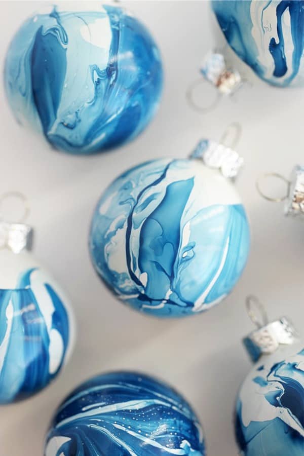 marbled indigo ornaments to make at home