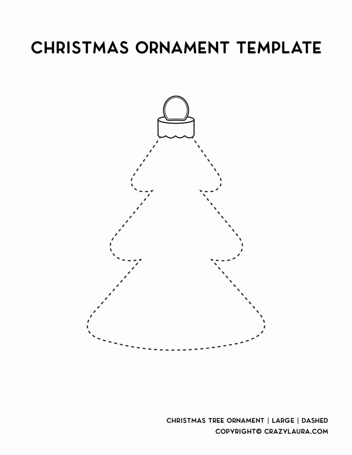dashed line stencil of christmas tree ornament