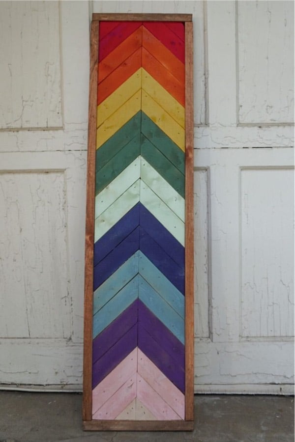 diy sign made from colorful wood pieces