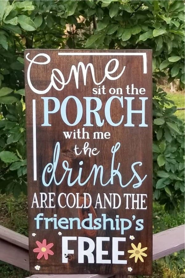 summer themed front porch sign example