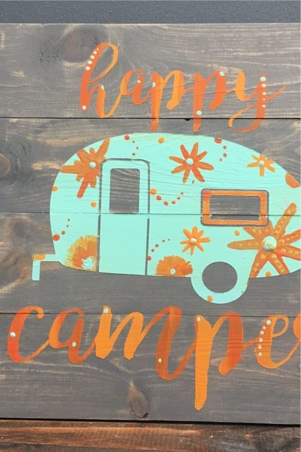 cute wall sign with happy camper quote