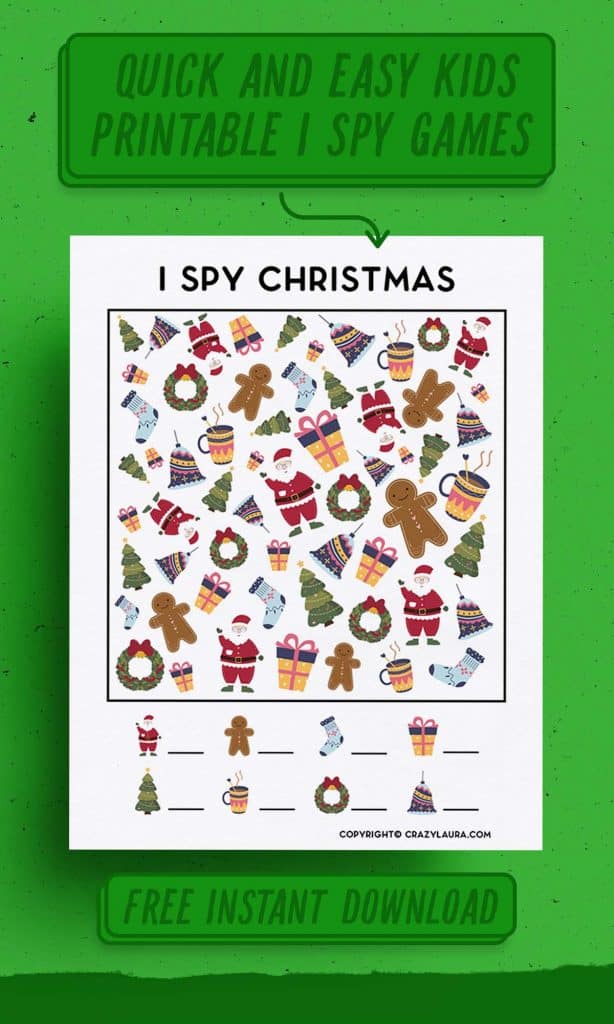 Free Christmas I Spy Printable Activity For Kids - Crazy Laura