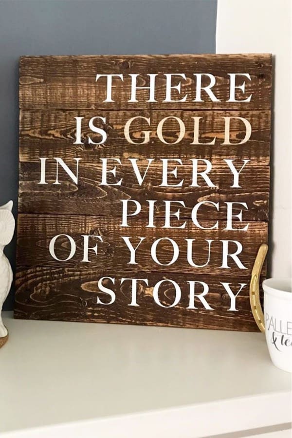 quote wall sign from rustic wood