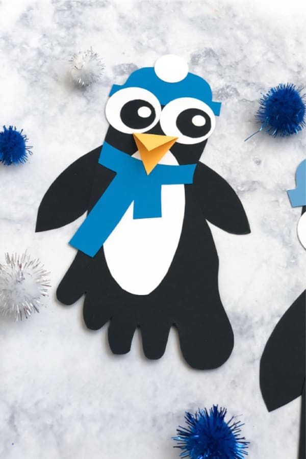 winter kids craft with penguins