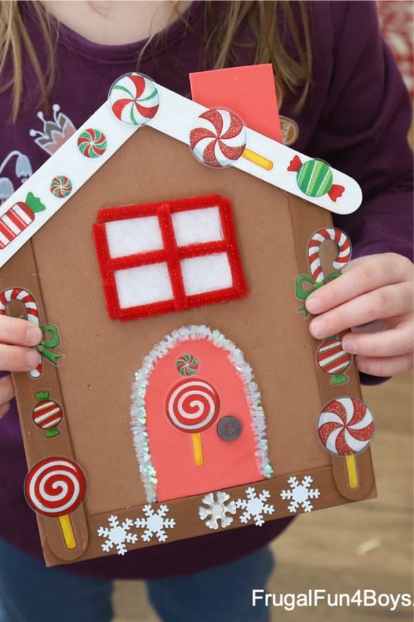 popsicle stick gingerbread house craft for kids