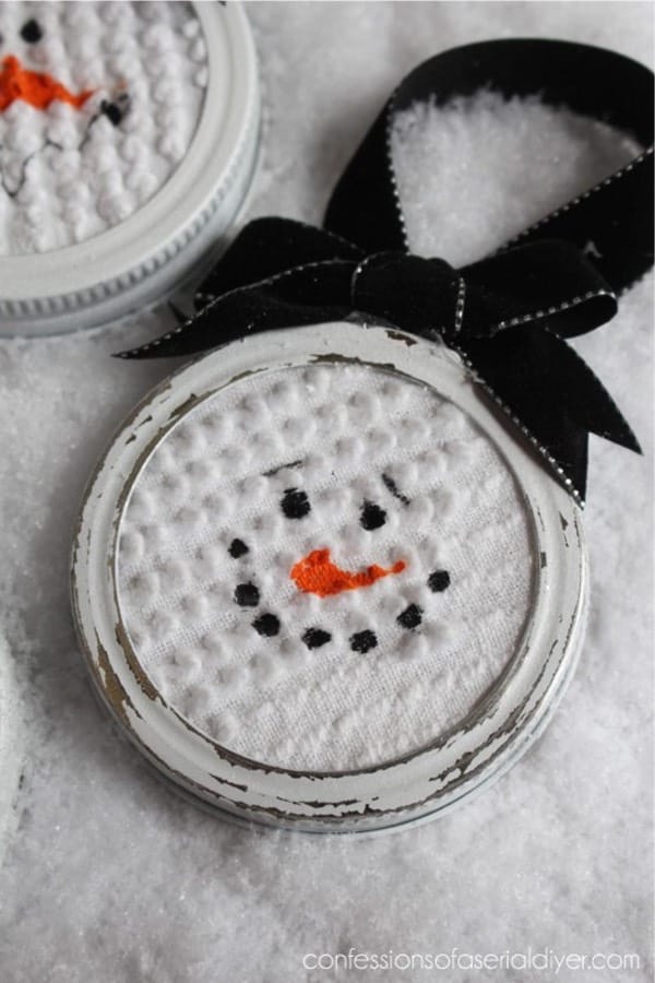 winter snowman craft with mason jars
