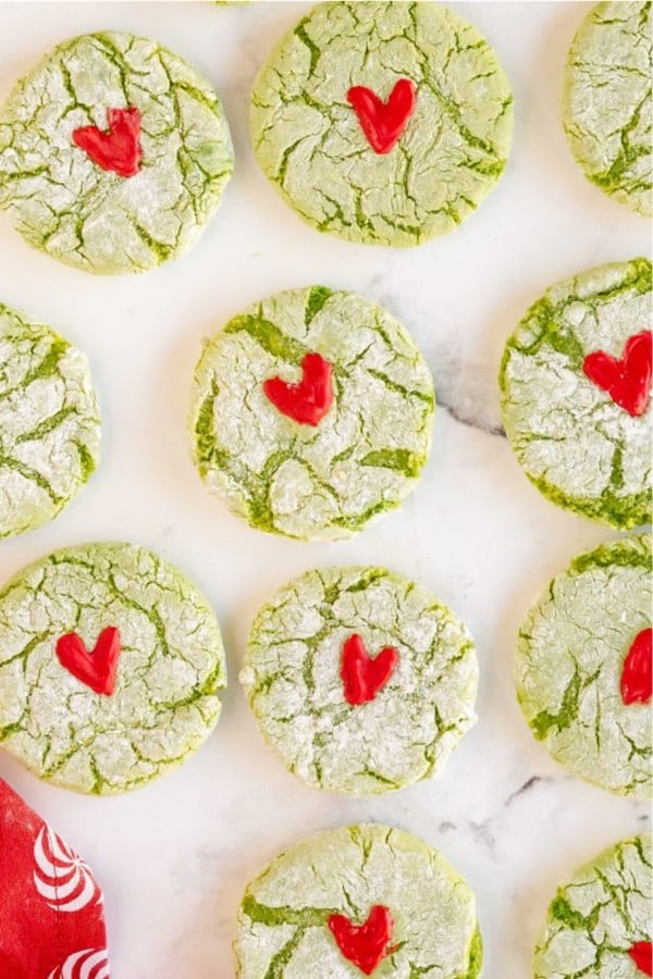 christmas grinch crinkle cookies