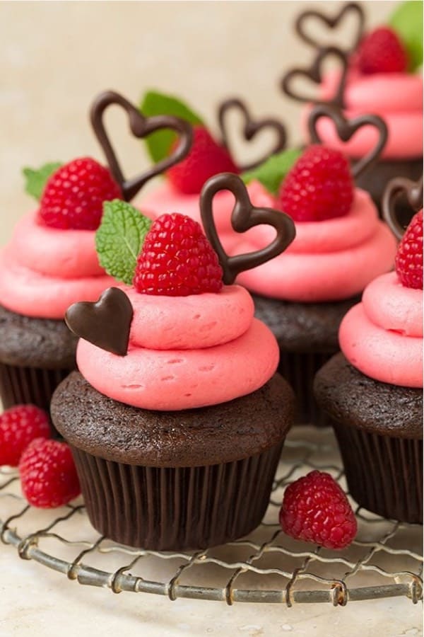 dark chocolate valentines day cupcake