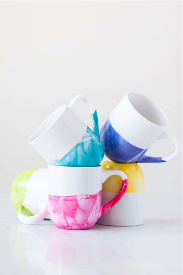 colorful marbled mugs for mothers day