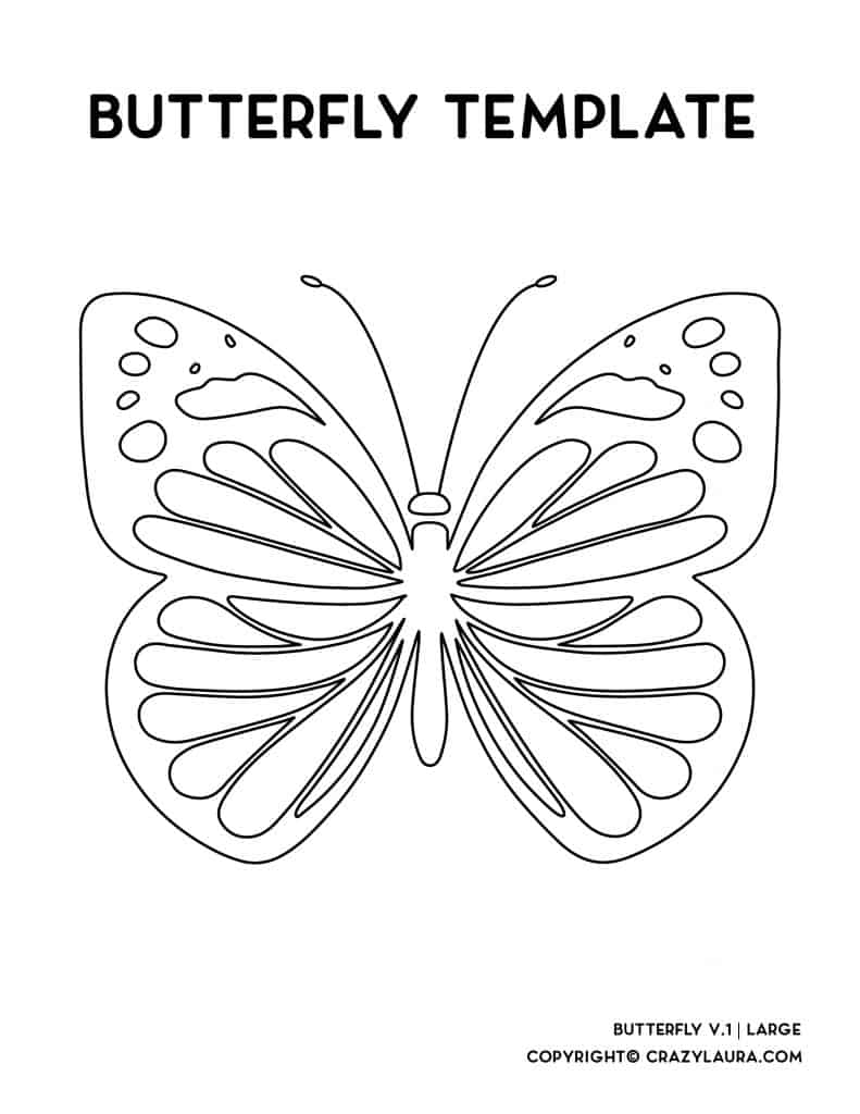 Free Butterfly Template & Coloring Pages To Print - Crazy Laura