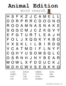 Free Animal Word Search Printable PDF Game Sheets - Crazy Laura