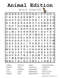 Free Animal Word Search Printable PDF Game Sheets - Crazy Laura