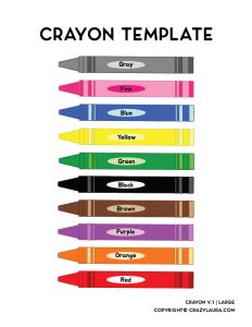 Free Crayon Template With Blank & Color Versions - Crazy Laura