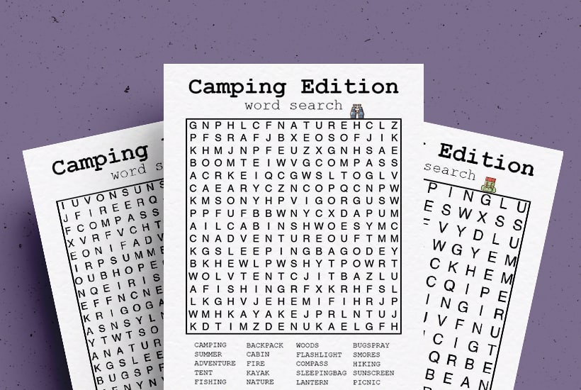 Free Camping Word Search Printable Game Sheets