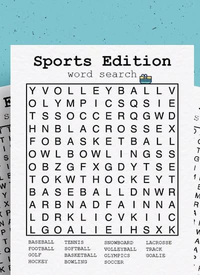 kids sports word search template