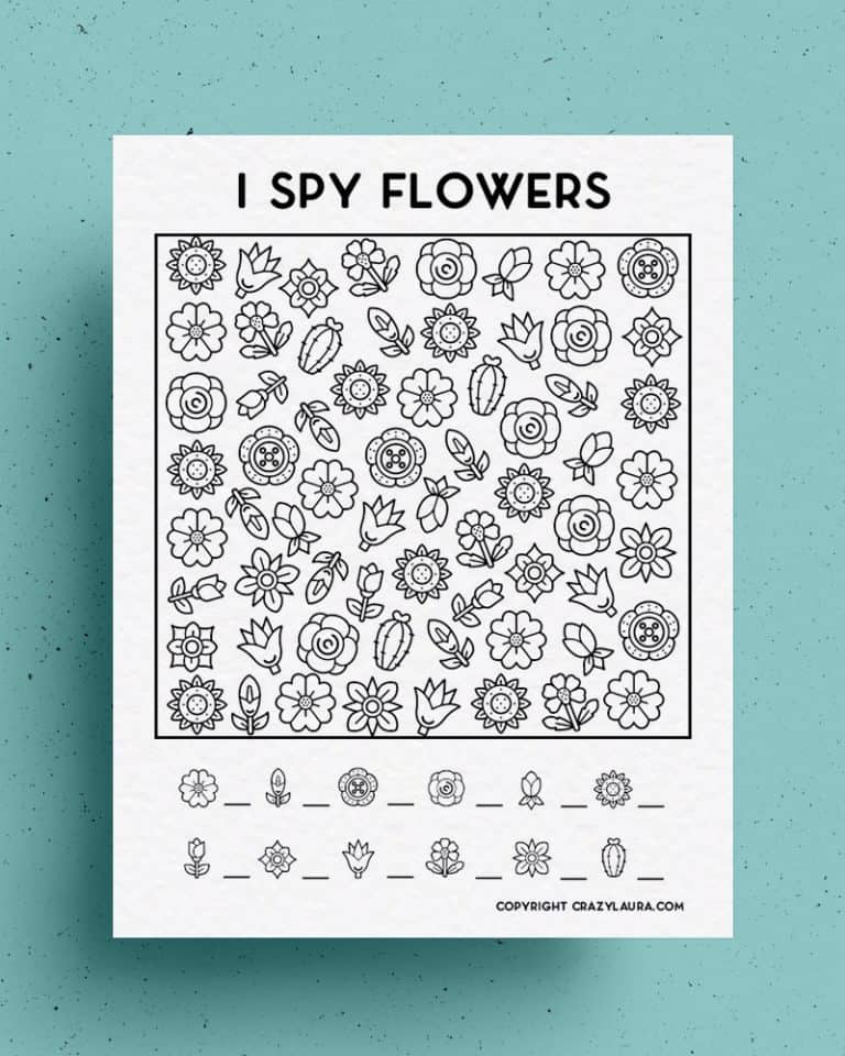 Free Flower I Spy Printable Game Sheets For Kids - Crazy Laura