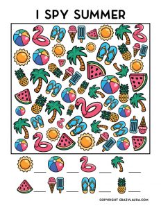 Free Summer I Spy Printable Game Sheets For Kids - Crazy Laura