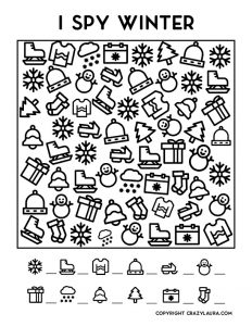 Free Winter I Spy Printable Game PDF Sheets For Kids - Crazy Laura