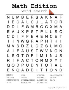 Free Math Word Search Printable Games PDF Sheets - Crazy Laura