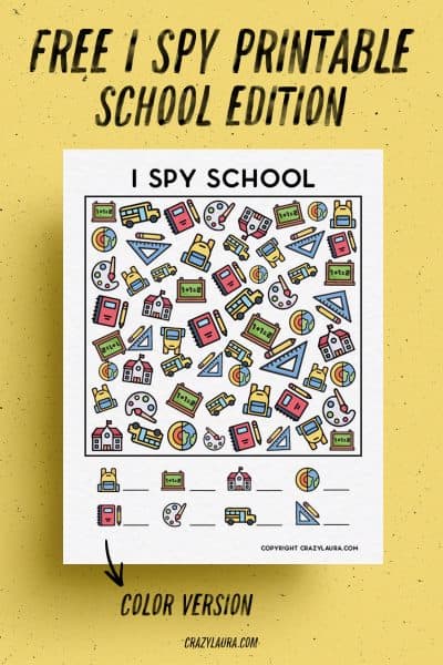 Free I Spy School Printable Game For Kids In