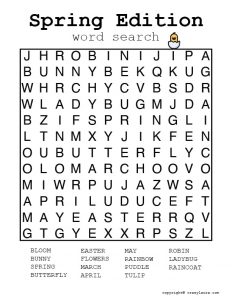 Free Spring Word Search Printable Game Sheets For