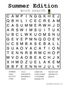 Free Summer Word Search Printable Games To Print - Crazy Laura