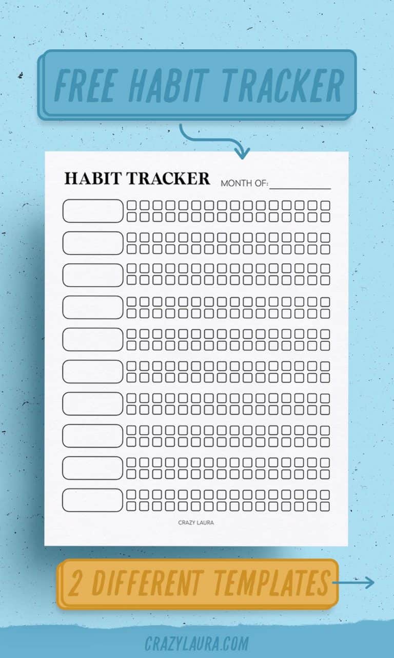 Free Habit Tracker Printable With Two Different Versions - Crazy Laura