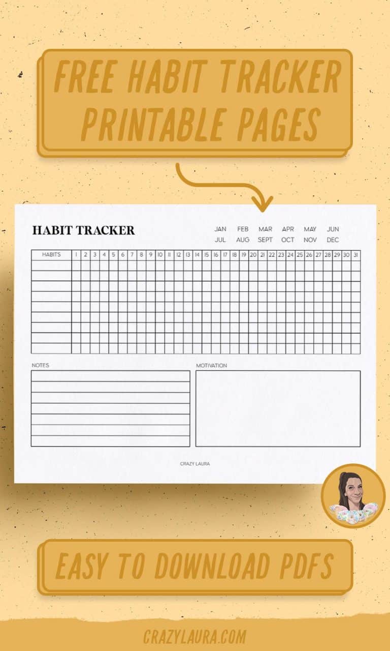 Free Habit Tracker Printable With Two Different Versions - Crazy Laura