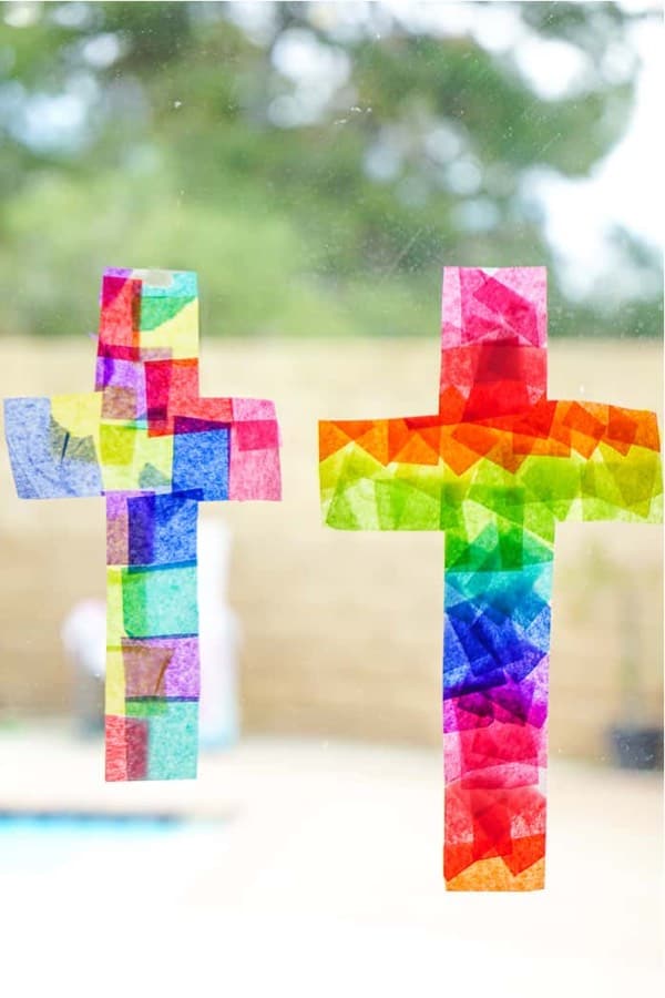 easy stained glass craft with tissue paper