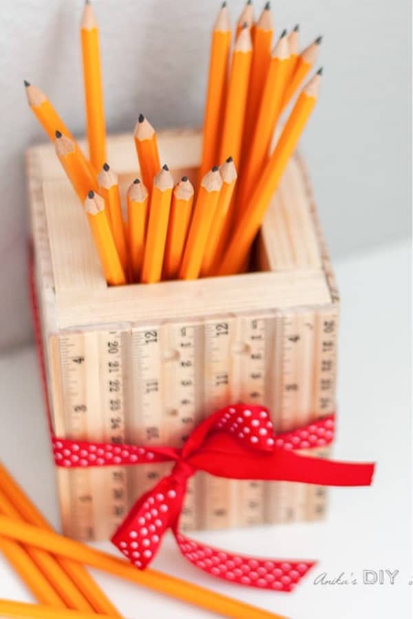 desk pencil organizer from rulers
