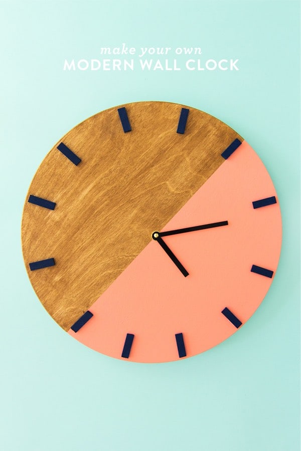 do it yourself colorblock wall hanging clock