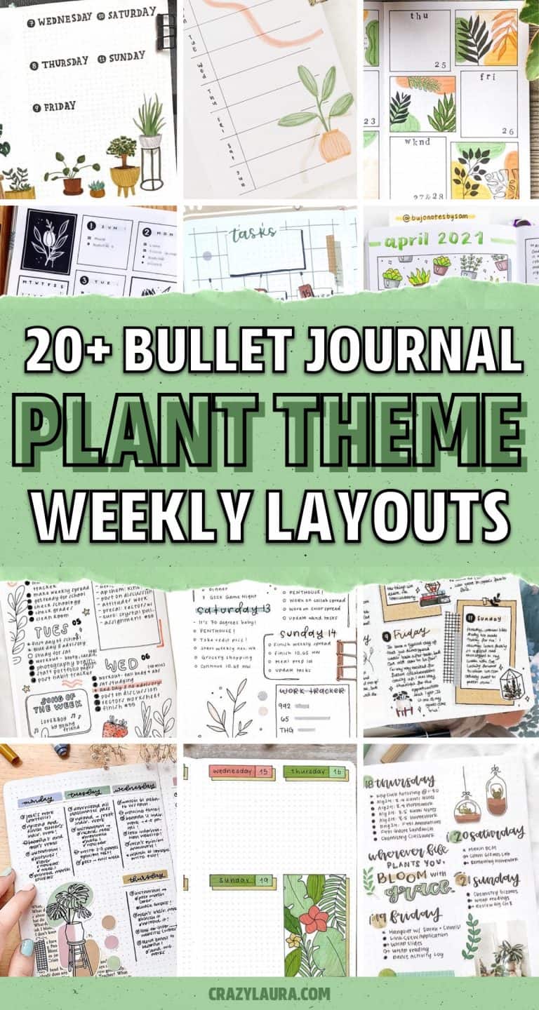 20+ Best Plant Theme Weekly Spreads For Bujos - Crazy Laura