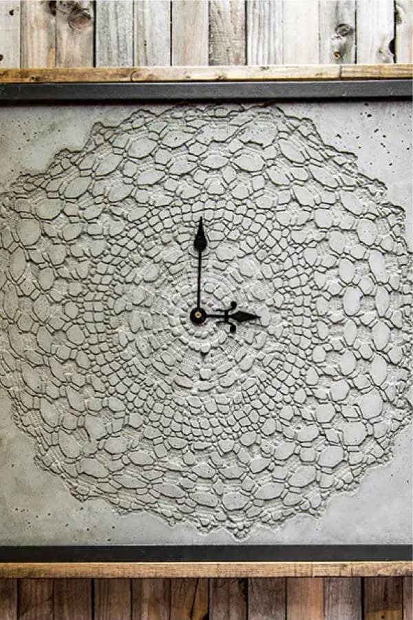 wall hanging clock with concrete