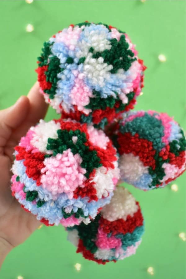 colorful yarn balls for diy christmas ornaments